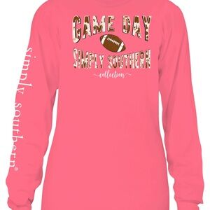 Simply Southern Coral Game Day Football Shirt with Blue Tag Size Small NWT